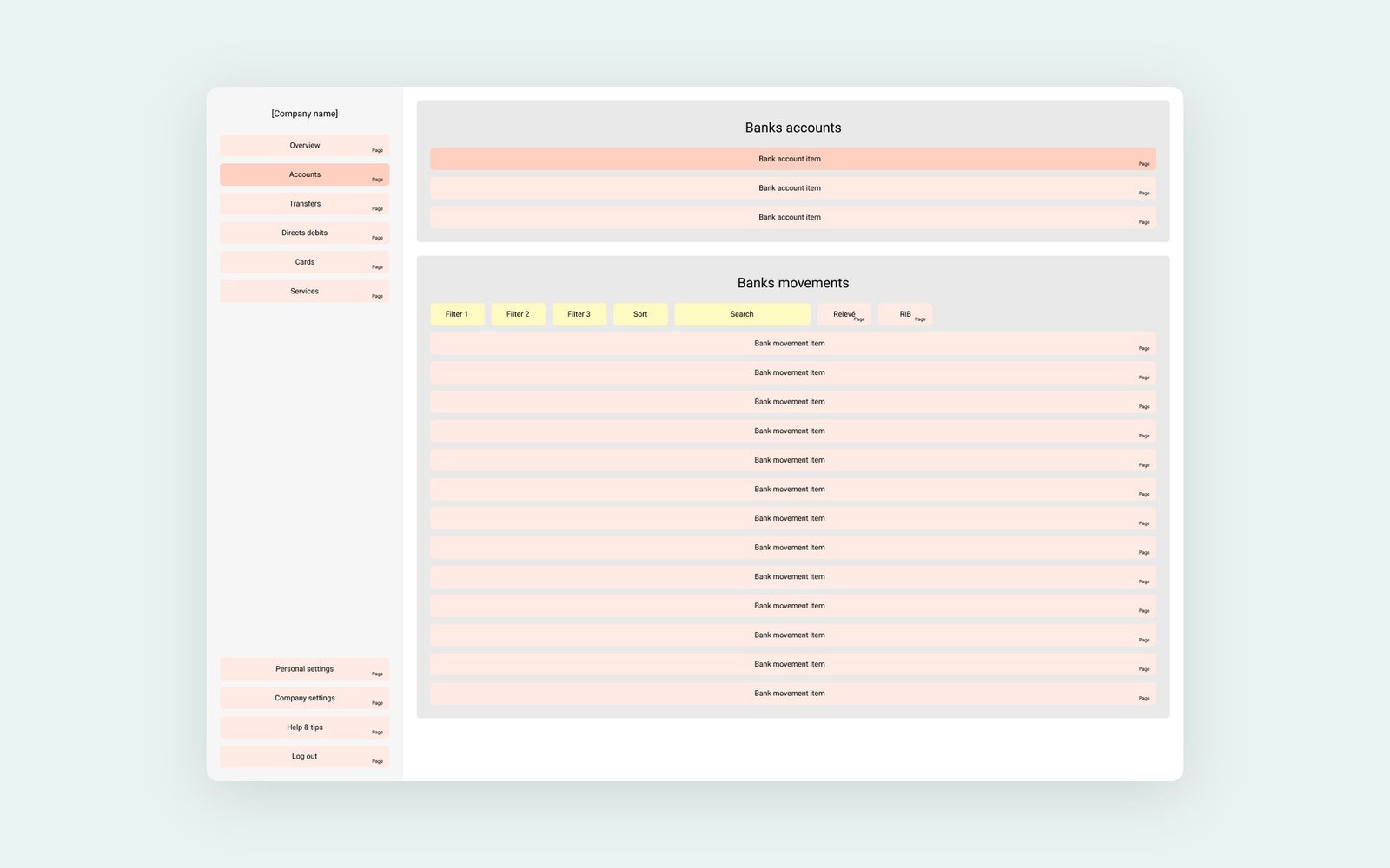 Wireframes de la webapp