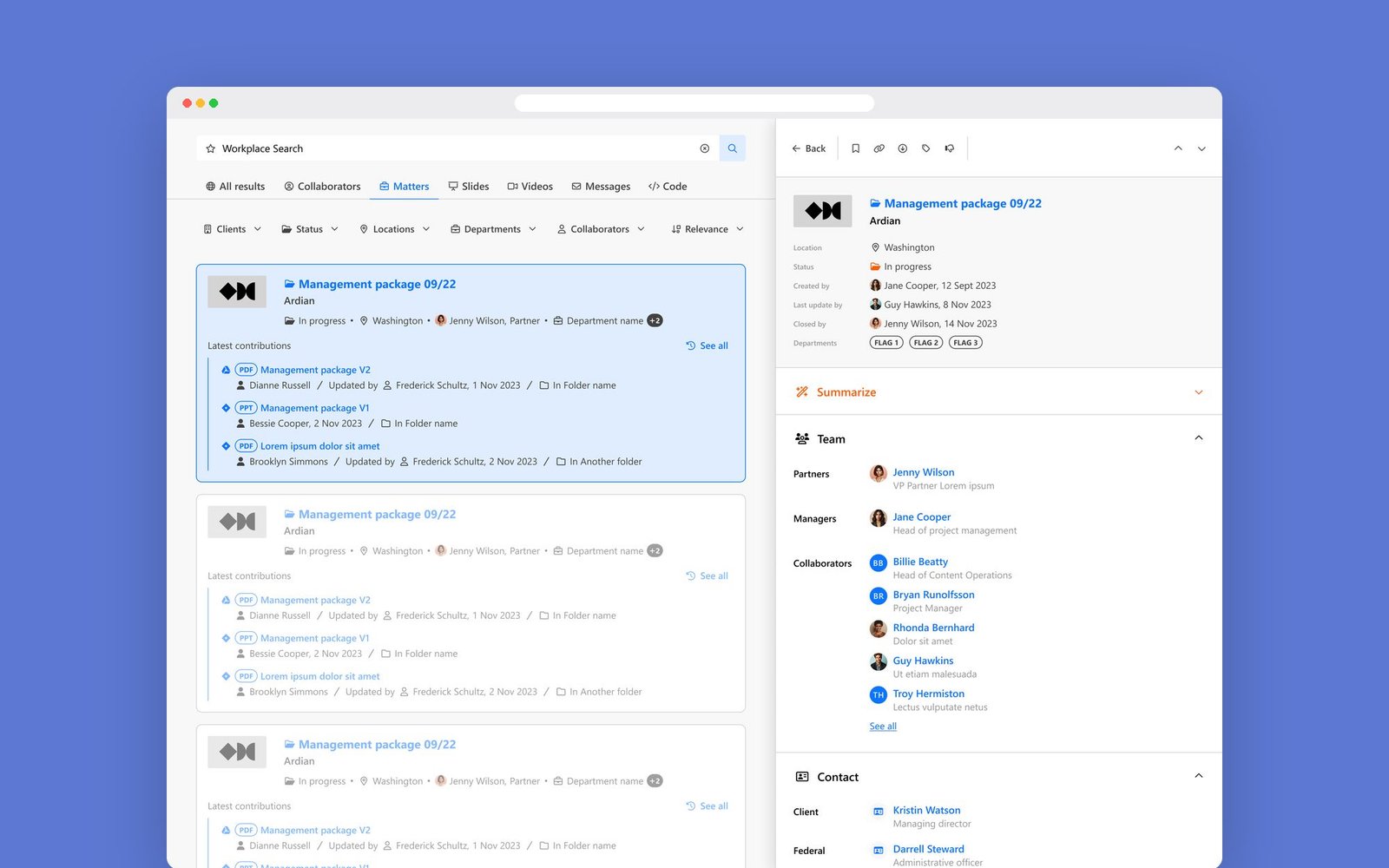 Vue Matters : un dossier client et tout ce qui s'y rattache